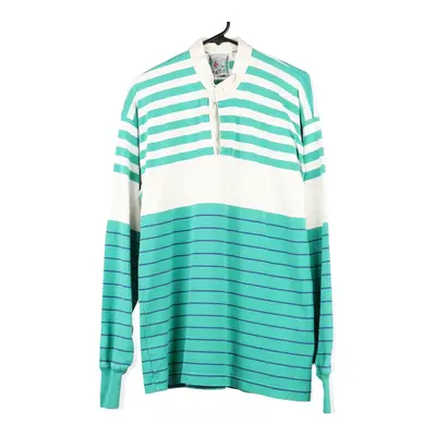 Thatcher & Cross Striped Rugby Shirt - Large Green Cotton