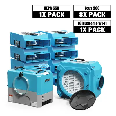 Alorair Water Damage Restoration Combo Pack, 1 X Storm LGR Extreme WI-FI Commercial Dehumidifier, 8 X Zeus 900 Air Mover, 1 X...