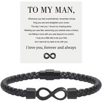 To My Man, Infinity Leather Bracelet Husband Gifts from WifeI Love You Forever and Always Bracelets Boyfriend Anniversary Bir...