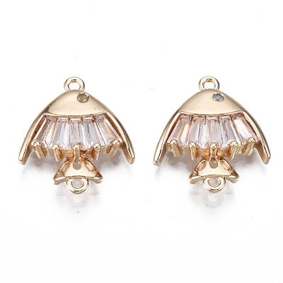 Brass Micro Pave Clear Cubic Zirconia Links Connectors