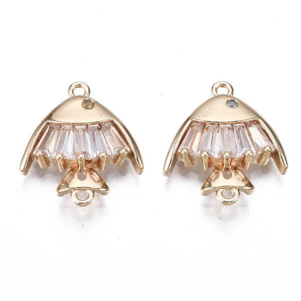 Brass Micro Pave Clear Cubic Zirconia Links Connectors