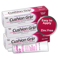 Cushion Grip Thermoplastic Denture Adhesive, 1 oz (Pack of 3) - Non-Glue, Acts Like a Soft Reliner