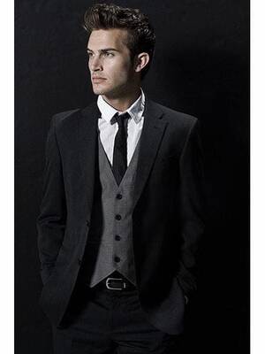 Black Suit Gray Vest