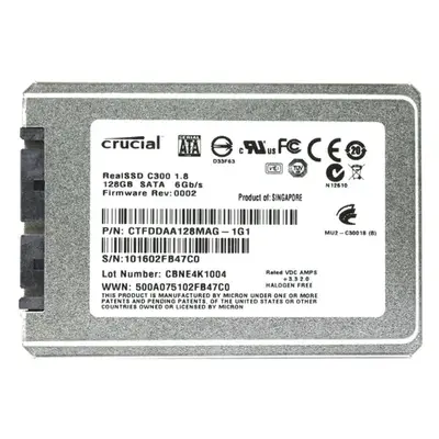 CTFDDAA128MAG-1G1 Crucial C300 128GB Multi-Level Cell SATA 6Gb/s 1.8-Inch Solid State Drive