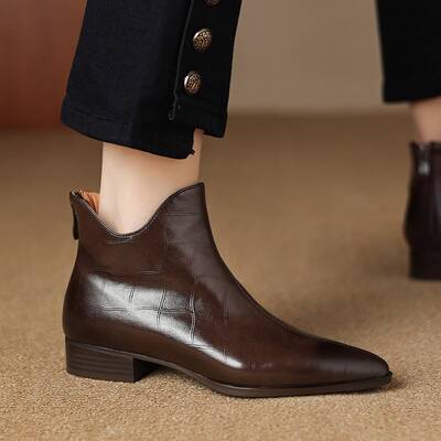 CHIKO Air Pointy Toe Block Heels Ankle Boots