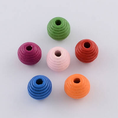 Dyed Natural Wood Beehive Beads