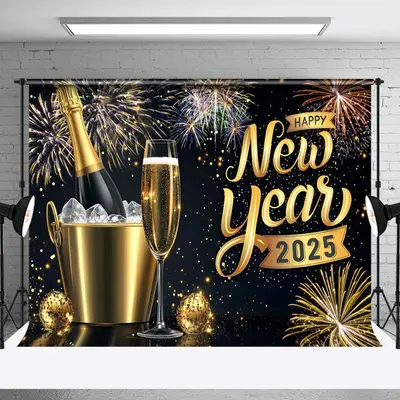Aperturee Ice Beer Celebrate 2025 Happy New Year Backdrop - Aperturee