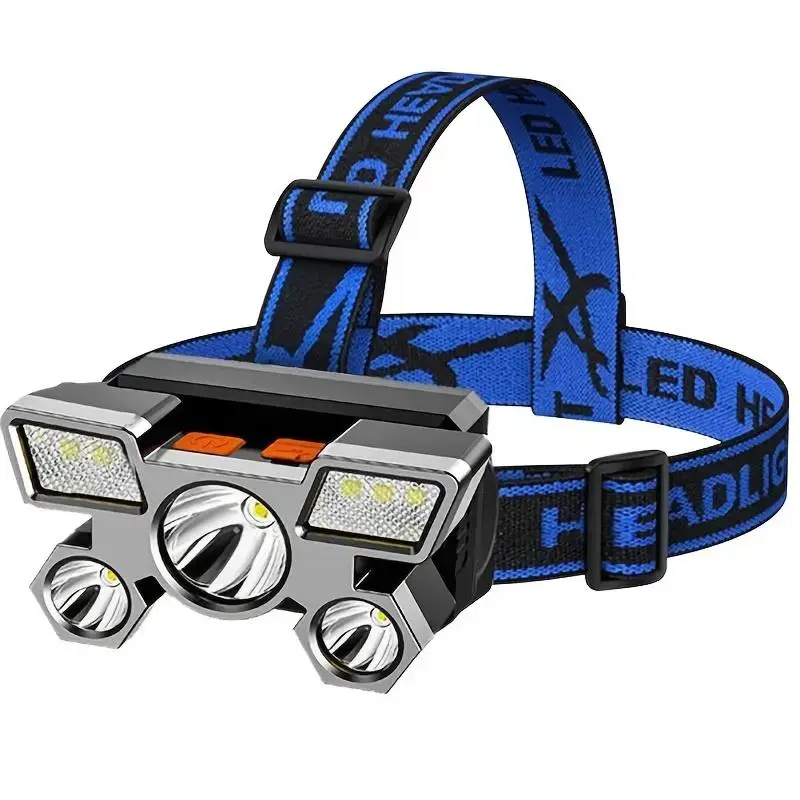 Portable Headlights, 5 Led Headlight, Outdoor Water Hiking Camping Light, Durable Headlight, Camping & Hiking Equipment,  Fat...