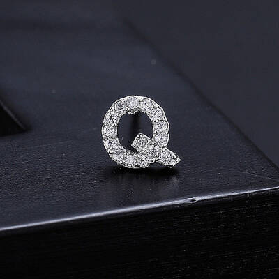 Platinum Brass Micro Pave Cubic Zirconia Stud Earrings