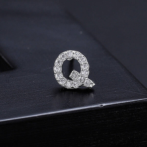Platinum Brass Micro Pave Cubic Zirconia Stud Earrings