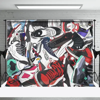Various Sports Basketball Shoes Backdrop For Party