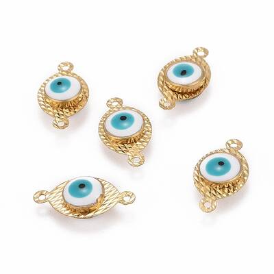 Golden Tone Brass Enamel Eye Links