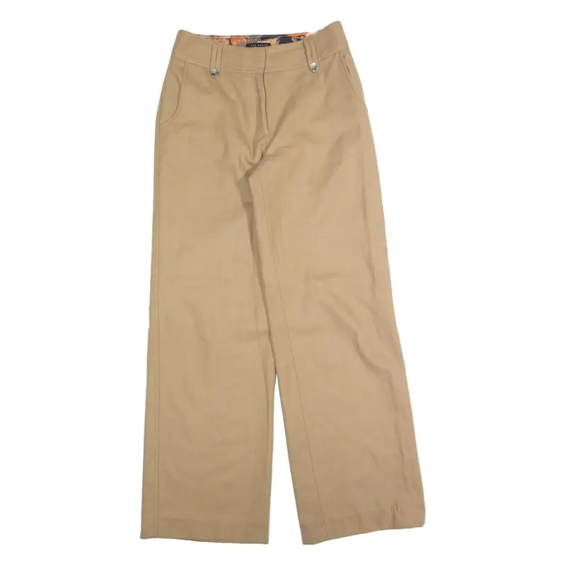 TED BAKER Womens Trousers Beige Regular Wide-Leg Wool W28 L32