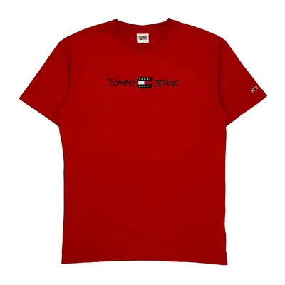 Tommy Jeans Spellout T-Shirt - Small Red Cotton