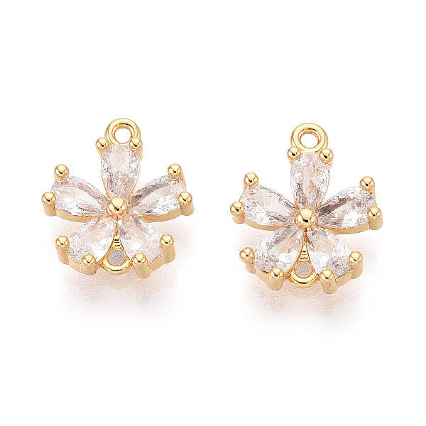 Brass Pave Clear Cubic Zirconia Connector Charms