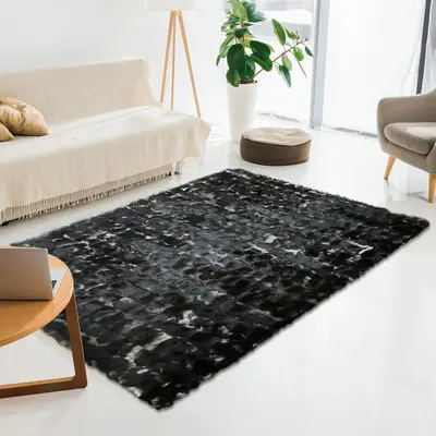 Real Black Fox Fur Rug
