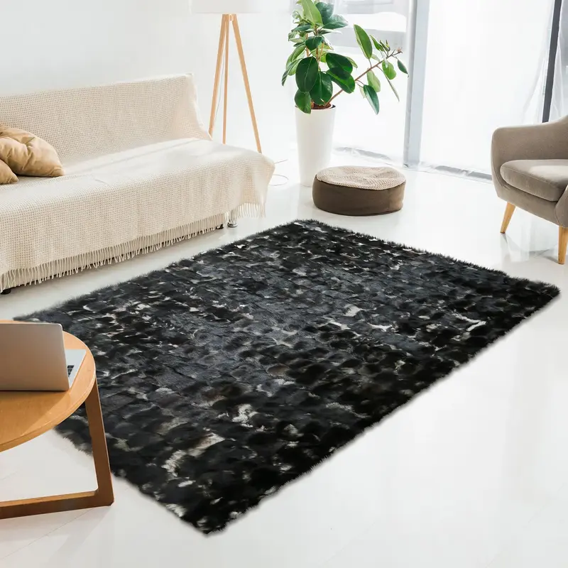 Real Black Fox Fur Rug