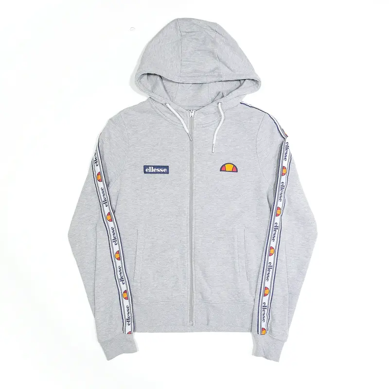 ELLESSE Embroidered Grey Full Zip Hoodie Womens S