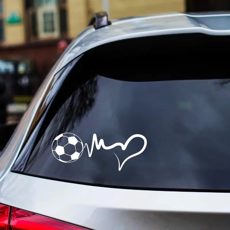 Fashionable Vinyl Car Sticker, Sports Football Heartbeat Line Shaped Sticker, Funny Self-adhesive Exterior Decal For Car Styl...