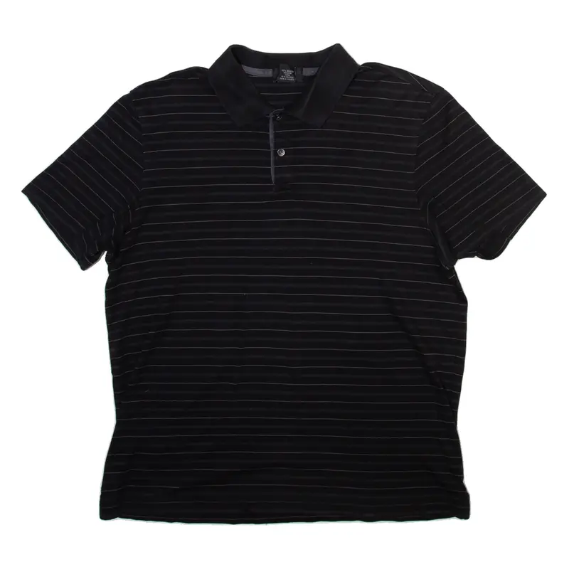 CALVIN KLEIN Mens Polo Shirt Black Striped L