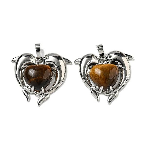 Natural Tiger Eye Heart Pendants