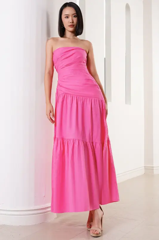 KATRINA LINEN STRAPLESS DRESS