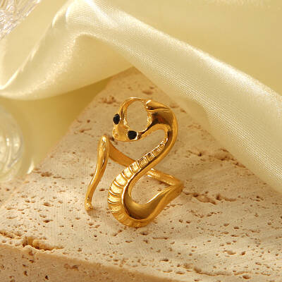 Adjustable European American Snake-Shaped Stainless Steel Ring Jewelry