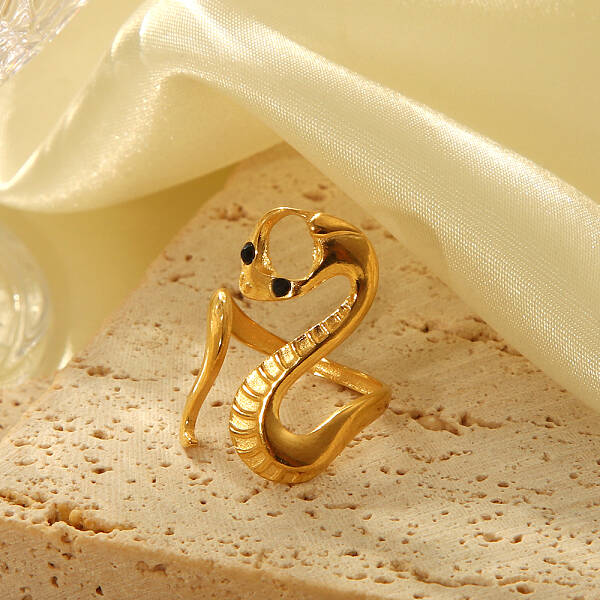 Adjustable European American Snake-Shaped Stainless Steel Ring Jewelry