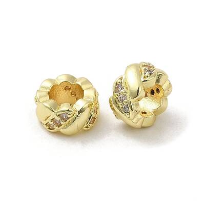 Rack Plating Brass Micro Pave Cubic Zirconia European Beads