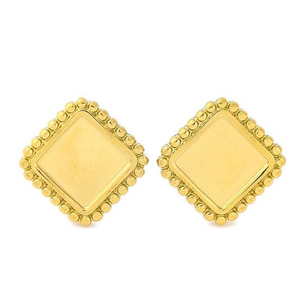 Ion Plating(IP) 304 Stainless Steel Square Stud Earrings