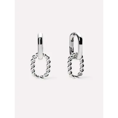 Double Hoop Earrings - Ash Double Silver