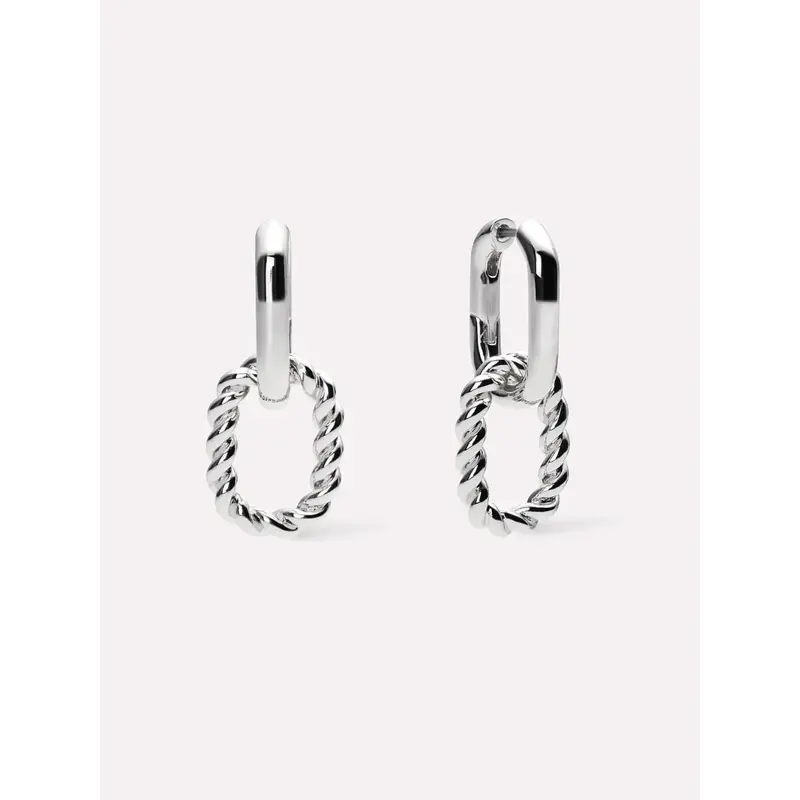 Double Hoop Earrings - Ash Double Silver
