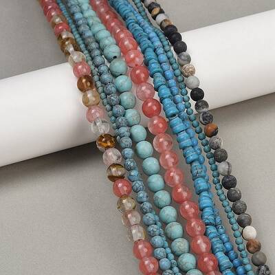 Synthetic Mixed Gemstone Beads Strands