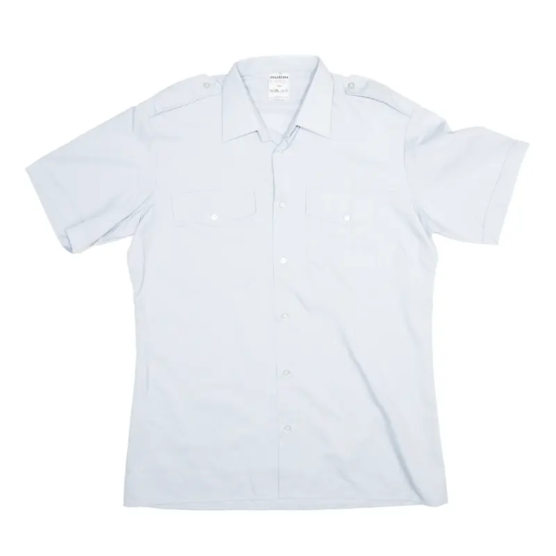RUDIN PLAFFEIEN Blue 90s Worker Short Sleeve Shirt Mens M
