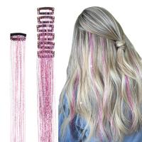 Hair Tinsel, 6pcs Clip in Hair Tinsel 24inch with Clips, Fairy Hair Sparkle Strands#fathersdaygift