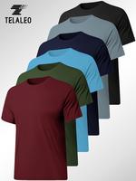 TELALEO 6 Pack Workout Shirts for Men Short Sleeve Athletic Active Tops Quick Dry Crew Neck T Shirt for Running