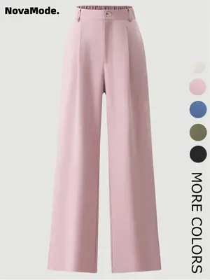 Women's Solid Color Button Fly Pants, Casual Comfy Trousers for Daily Wear, Ladies Bottoms for All Seasons, Baggy Pants