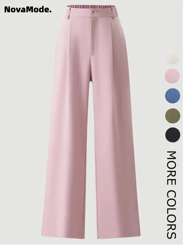 Women's Solid Color Button Fly Pants, Casual Comfy Trousers for Daily Wear, Ladies Bottoms for All Seasons, Baggy Pants