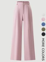 Women's Solid Color Button Fly Pants, Casual Comfy Trousers for Daily Wear, Ladies Bottoms for All Seasons, Baggy Pants, Mini...