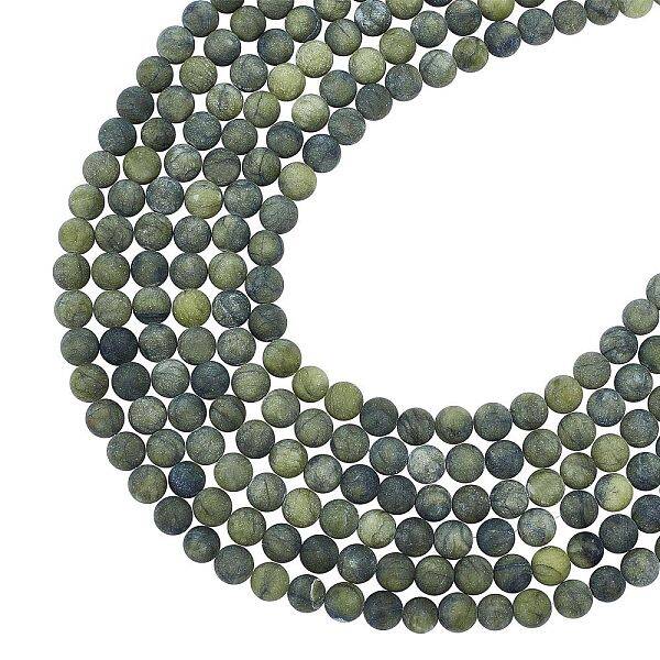 Round Frosted Natural TaiWan Jade Beads Strands