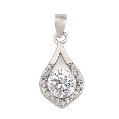 Fine Silver Pave Clear Cubic Zirconia Pendants
