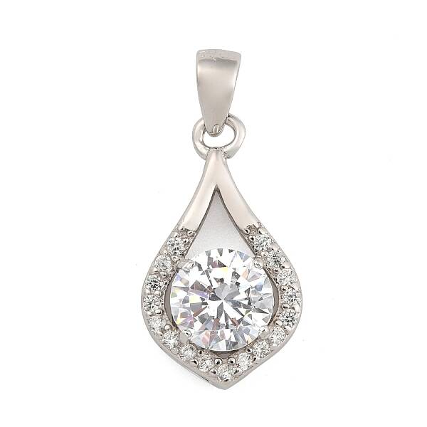 Fine Silver Pave Clear Cubic Zirconia Pendants