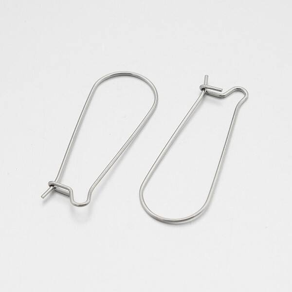 Tarnish Resistant 304 Stainless Steel Hoop Earrings Findings Kidney Ear Wires