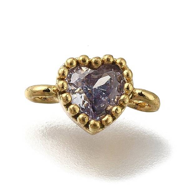 Rack Plating Brass Cubic Zirconia Heart Links Connector Charms