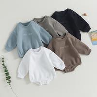 Baby Boys Gril Sweatshirt Romper Fashion Long Sleeve Round Neck Letter Embroidery Newborn Fall Winter Bodysuit