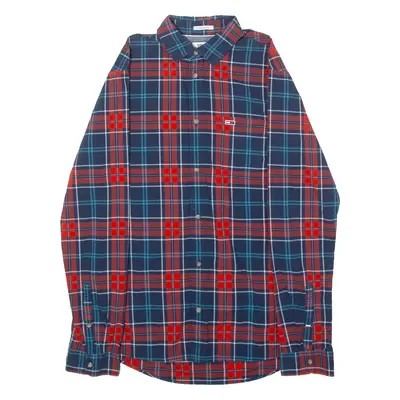 TOMMY HILFIGER Mens Shirt Blue Check Long Sleeve S