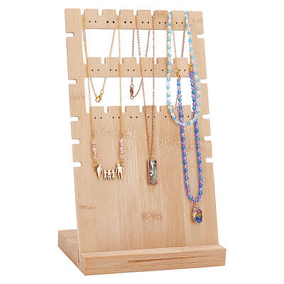 3-Tier Wooden Slant Back Jewelry Display Stands