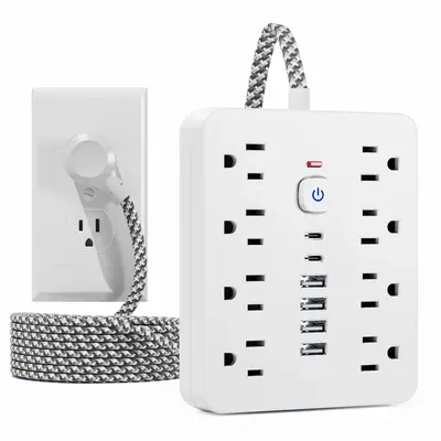 14 in 1 Power Strip Surge Protector, Wall Mounted Socket with 8 Outlets & 4 USB & 2 USB C Ports, Desktop Charging Station for...