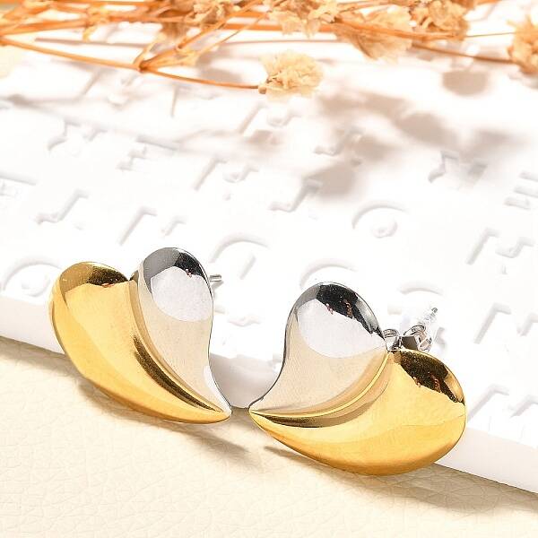 304 Stainless Steel Two Tone Stud Earrings