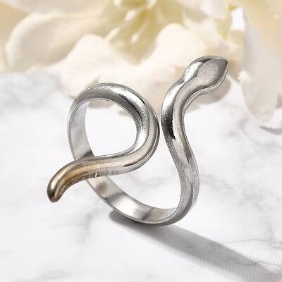 Snake 304 Stainless Steel Open Cuff Rings for Women